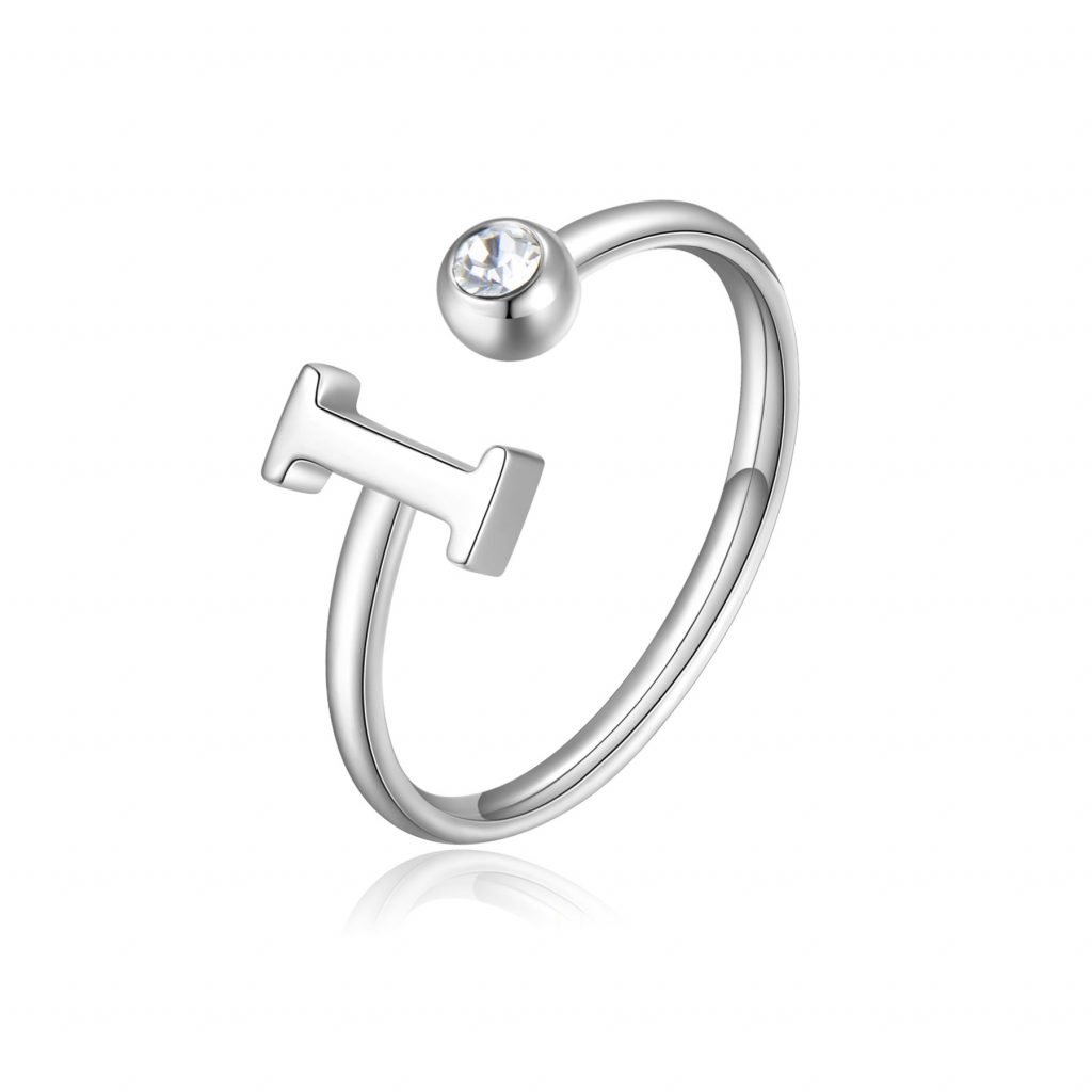 Levně S`Agapõ Stylový ocelový prsten I s krystalem Click SCK180
