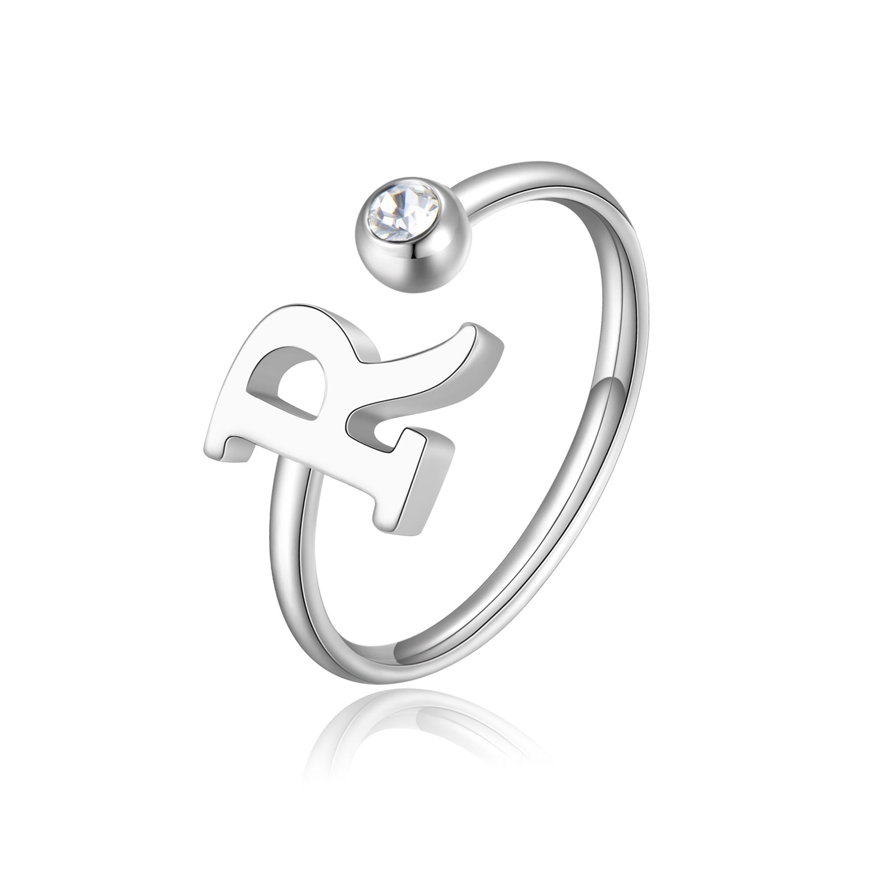 Levně S`Agapõ Stylový ocelový prsten R s krystalem Click SCK188