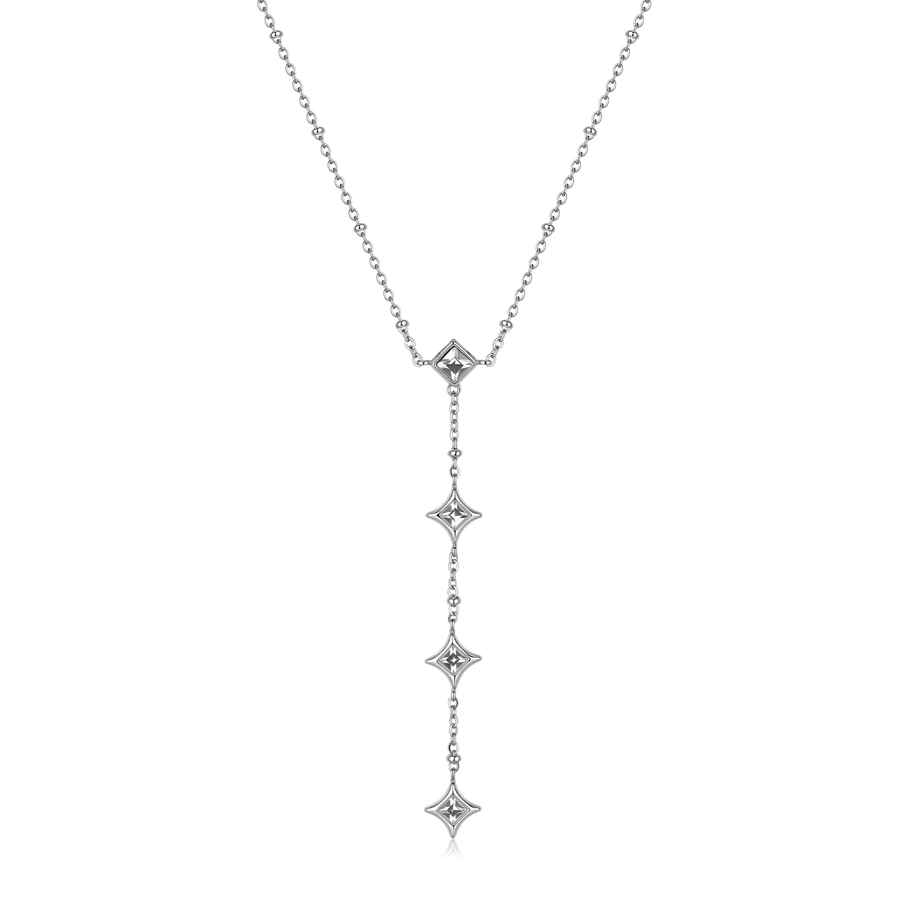 S'Agapõ Třpytivý ocelový náhrdelník s krystaly Luce SCE48