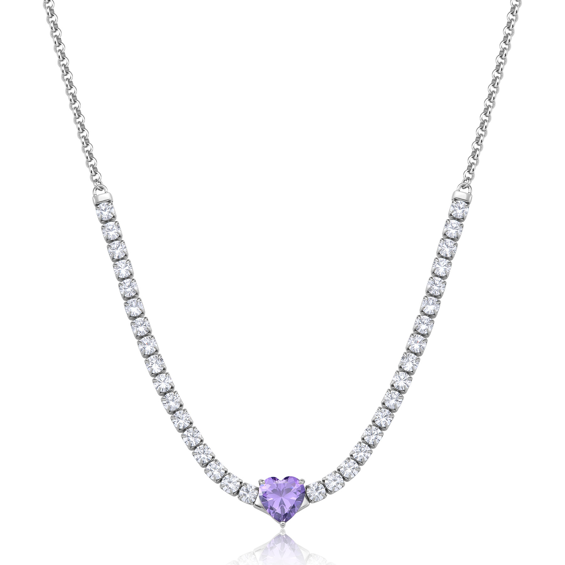 S'Agapõ Náhrdelník s fialovým kubickým zirkónom Dazzly SDZ149