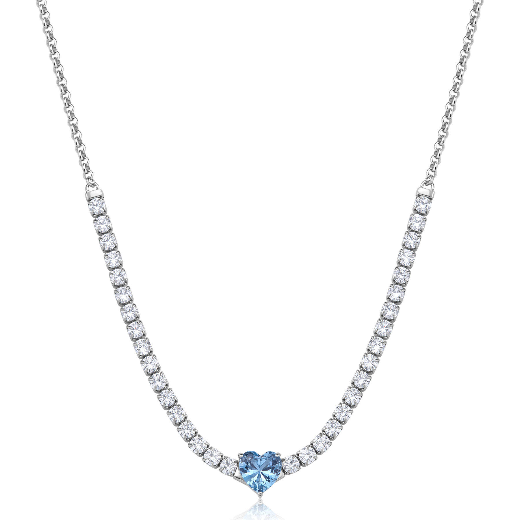 S'Agapõ Náhrdelník s modrým kubickým zirkónom Dazzly SDZ148