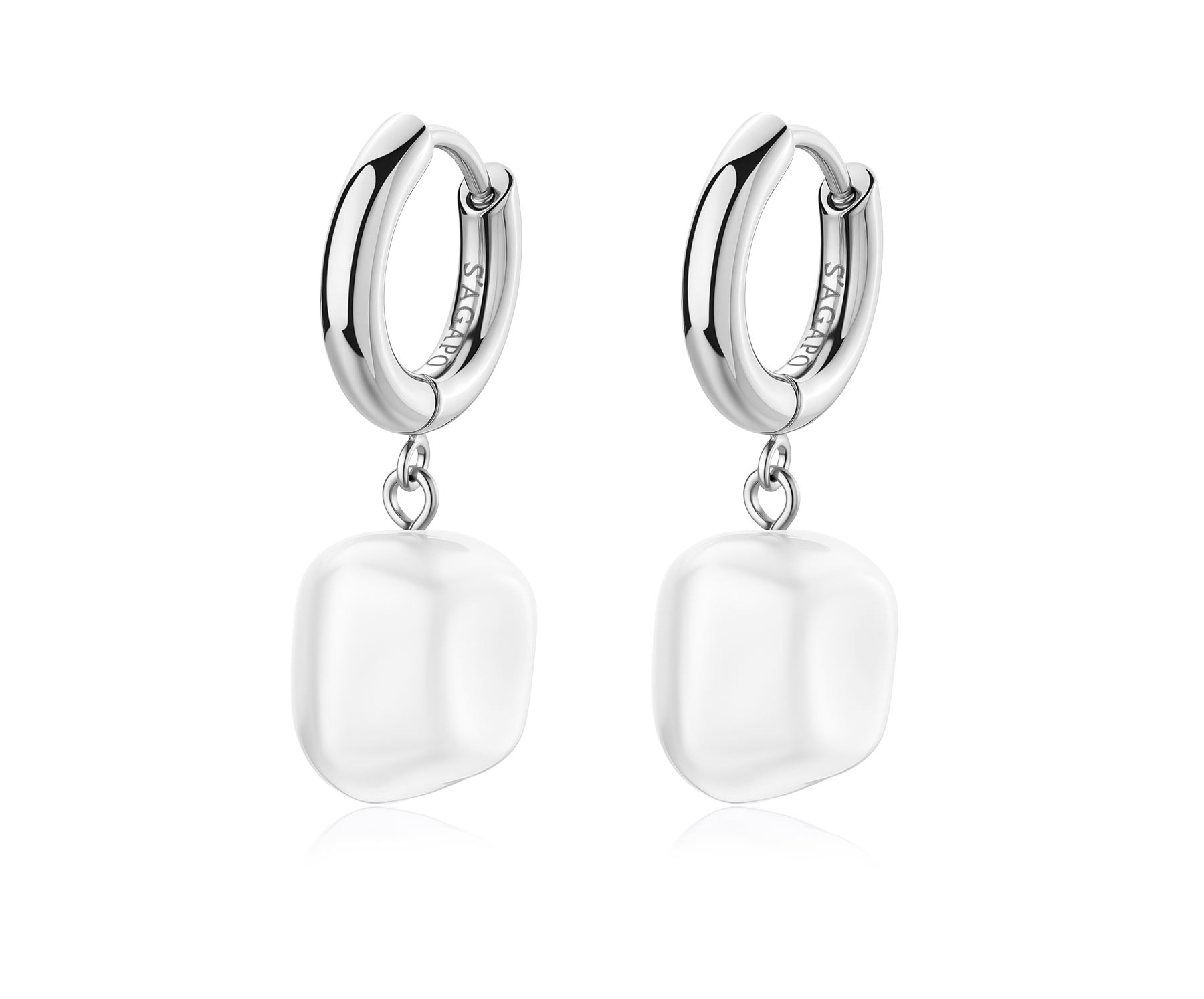 S'Agapõ Visací ocelové náušnice s perlou Shell Wisdom SWI49