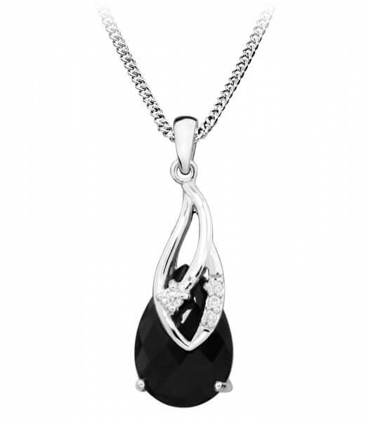 Levně Silver Cat Elegantní náhrdelník s černým zirkonem SC387