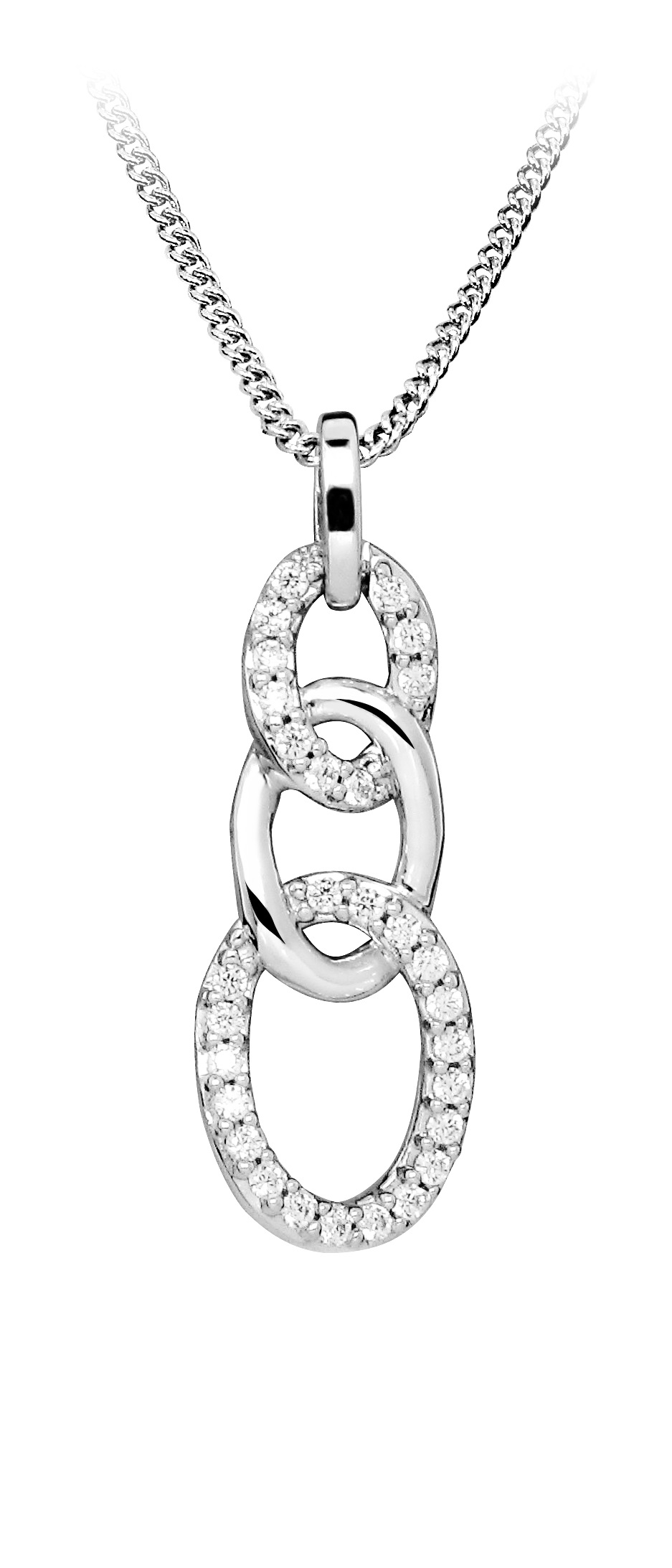 Silver Cat Elegantný strieborný náhrdelník s kubickými zirkónmi SC479 (retiazka, prívesok)