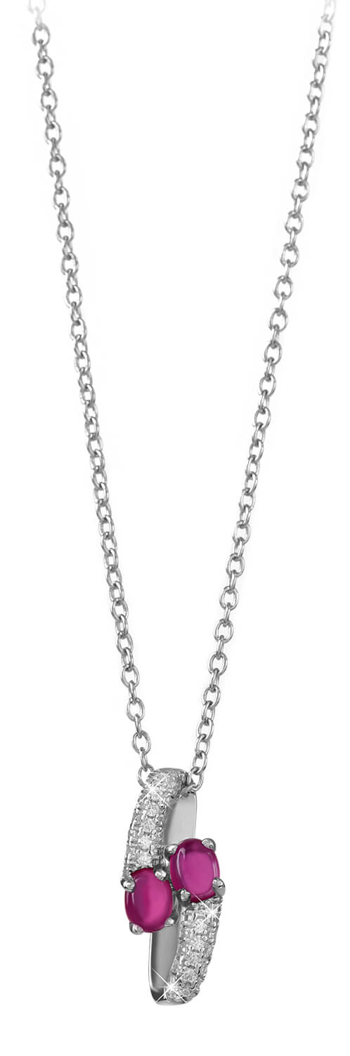 Silver Cat Módne strieborný náhrdelník so zirkónmi SC310 (retiazka, prívesok)