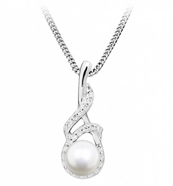 Levně Silver Cat Něžný náhrdelník s perlou a zirkony SC413