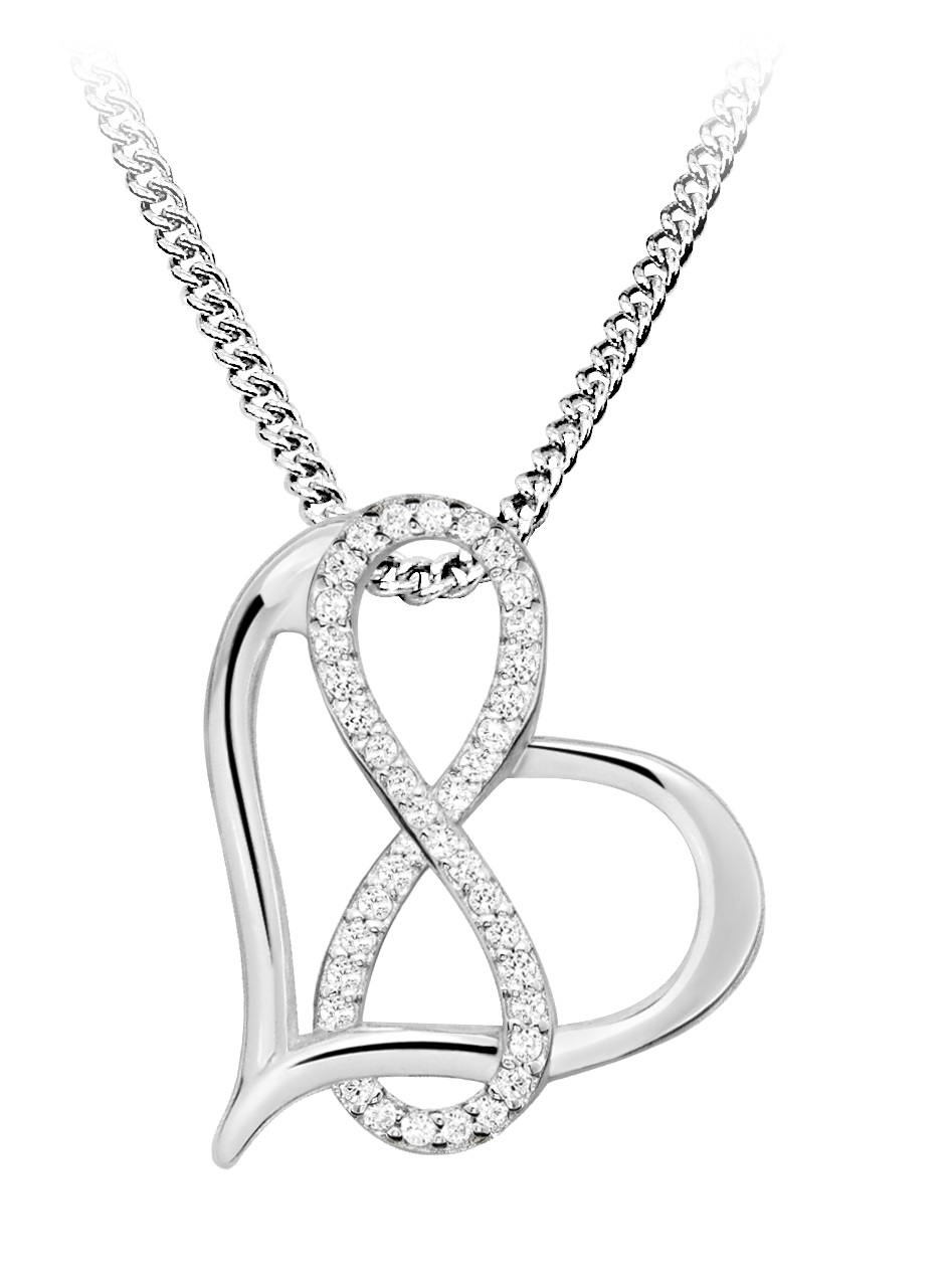 Silver Cat Nežný strieborný náhrdelník so zirkónmi SC488 (retiazka, prívesok)