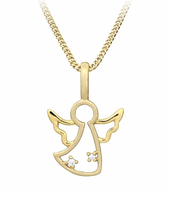 Silver Cat Pozlátený náhrdelník Anjelik so zirkónmi SC642 (retiazka, prívesok)