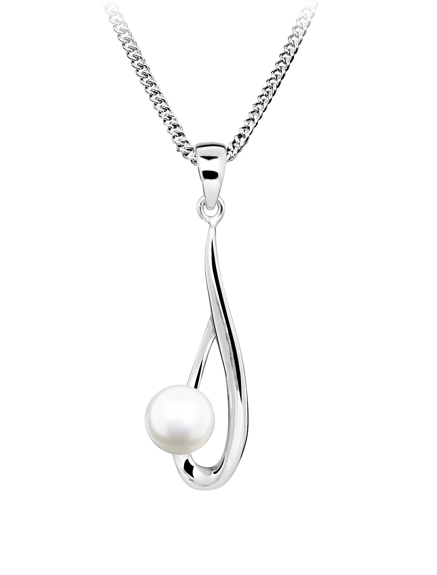 Silver Cat Půvabný stříbrný náhrdelník s pravou perlou Pearls SC611 (řetízek, přívěsek)