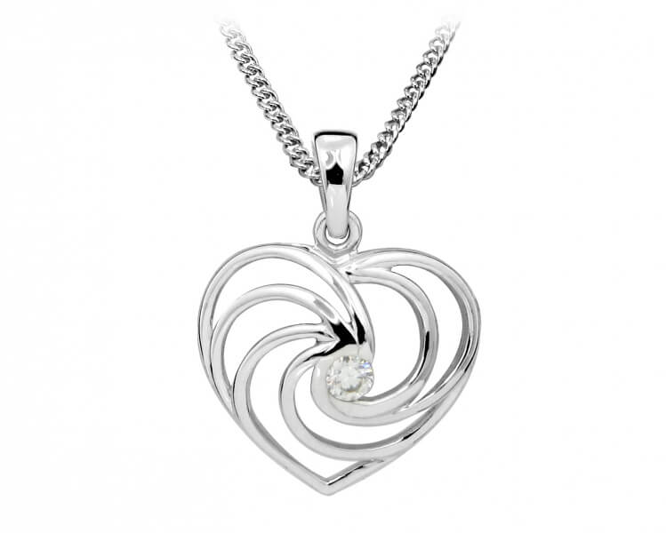 Silver Cat Romantický srdíčkový náhrdelník se zirkonem SC408