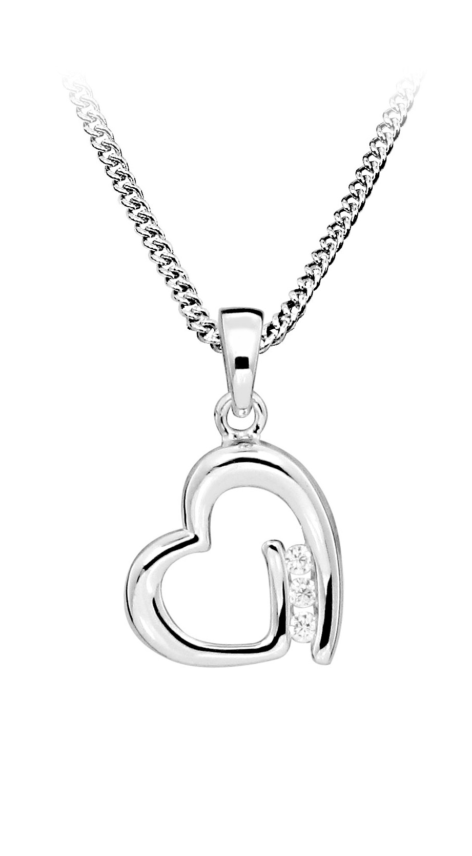 Silver Cat Romantický stříbrný náhrdelník Srdce SC477 (řetízek, přívěsek)