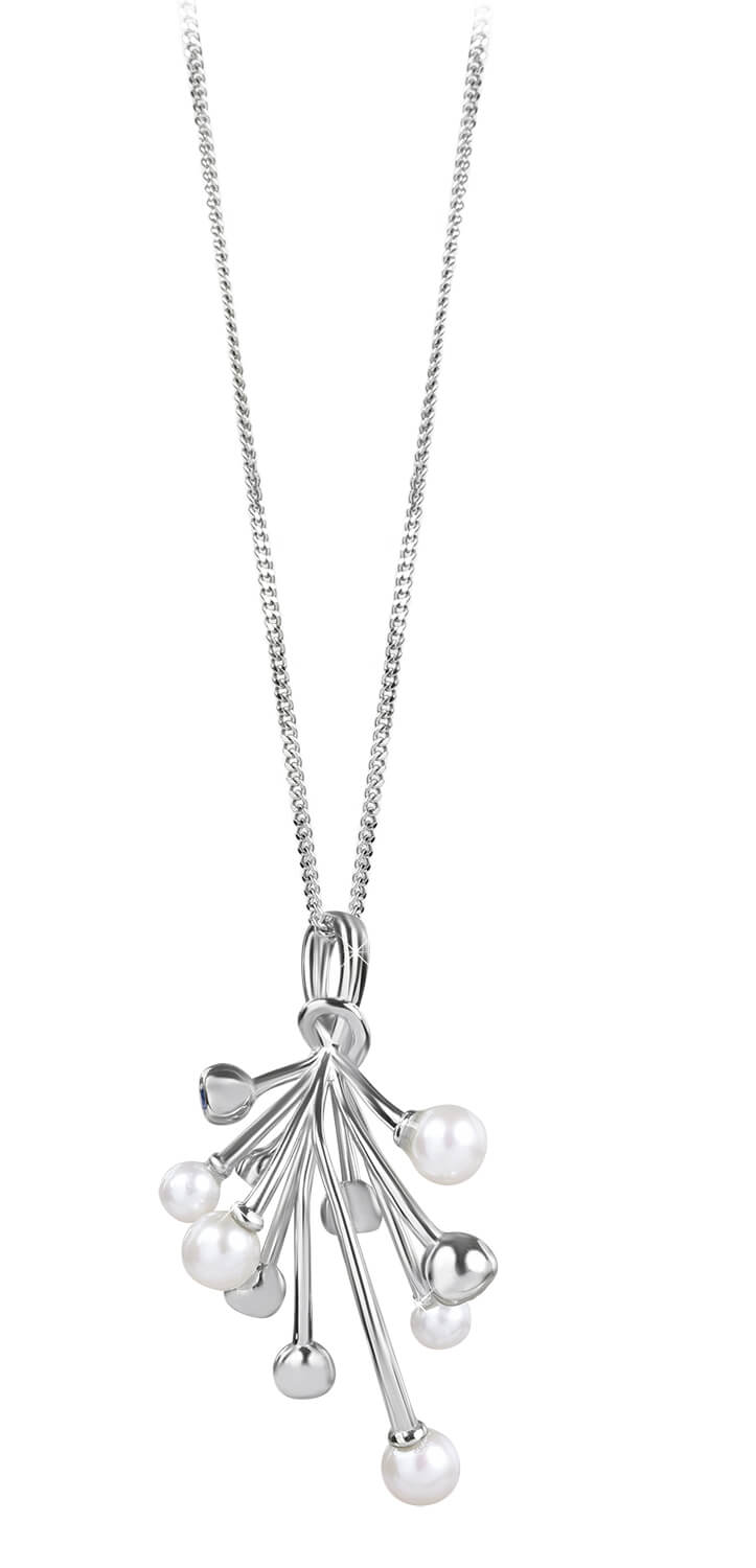 Silver Cat Strieborný náhrdelník s perlami SC348 (retiazka, prívesok)