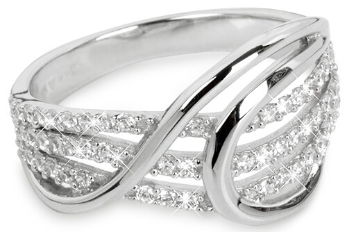 Stříbrný prsten se zirkony SC186
