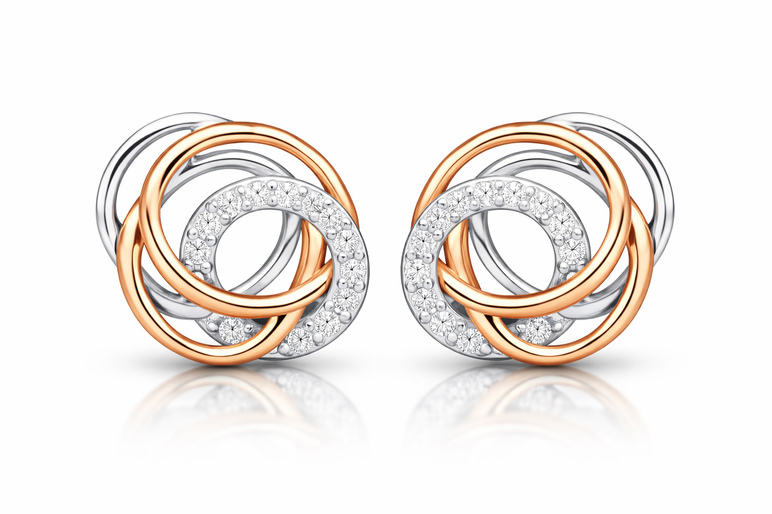 Silver Cat Štýlové bicolor náušnice so zirkónmi SC407