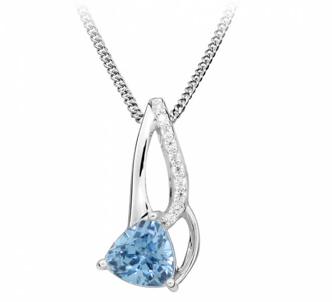 Silver Cat Stylový náhrdelník s modrým spinelem a zirkony SC424