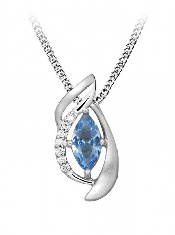 Levně Silver Cat Stylový náhrdelník se syntetickým modrým spinelem SC459 (řetízek, přívěsek)