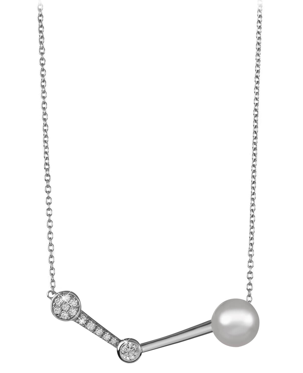 Silver Cat Štýlový strieborný náhrdelník so zirkónmi a perlou SC337
