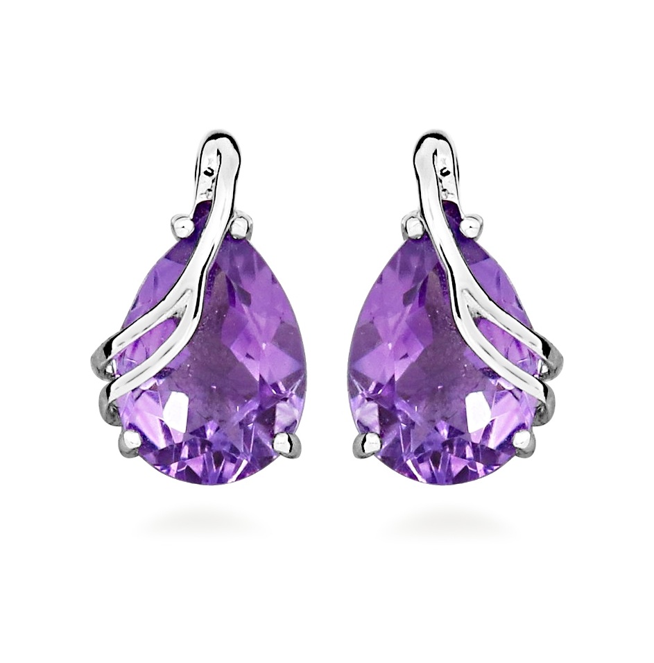 Silver Cat Úchvatné stříbrné náušnice s ametystem Colored Stones SC589