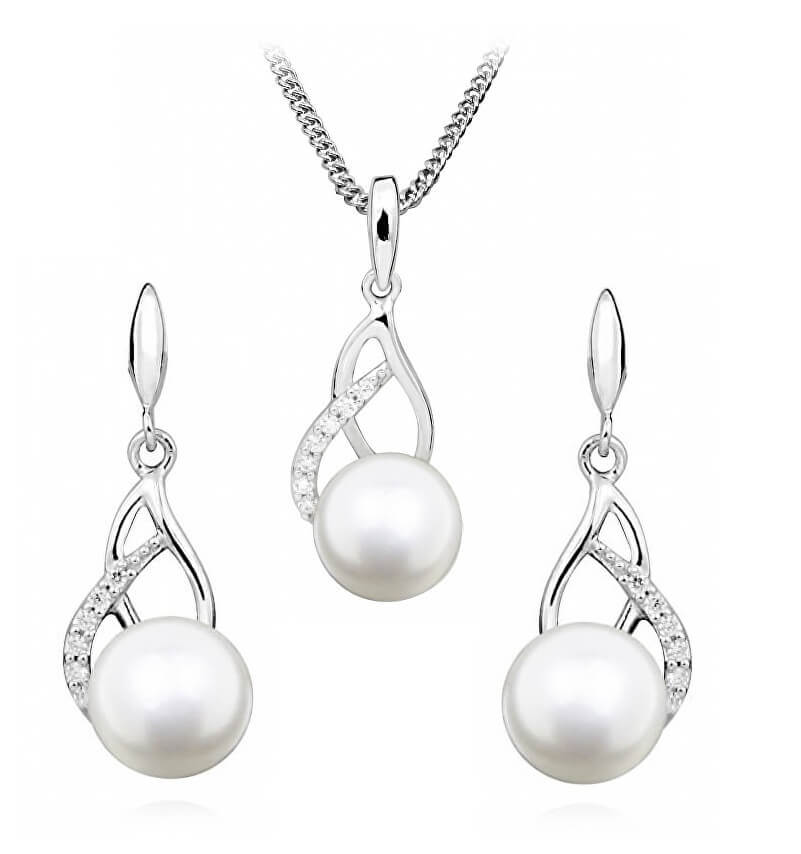 Levně Silver Cat Zvýhodněná sada šperků s perlami SC404, SC405 (řetízek, přívěsek, náušnice)