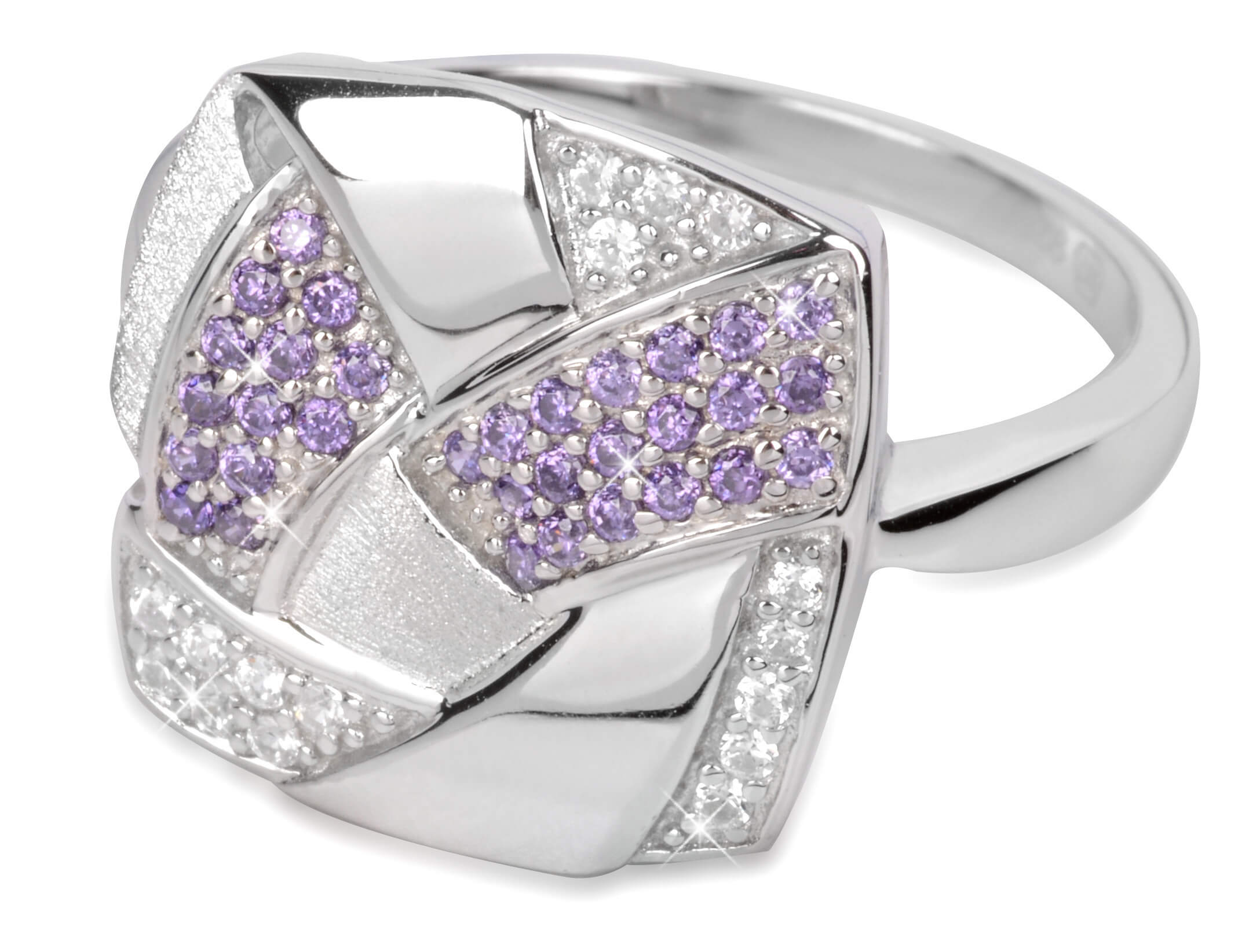 Silver Cat Stříbrný prsten s fialovými zirkony Colored stones SC058 56 mm