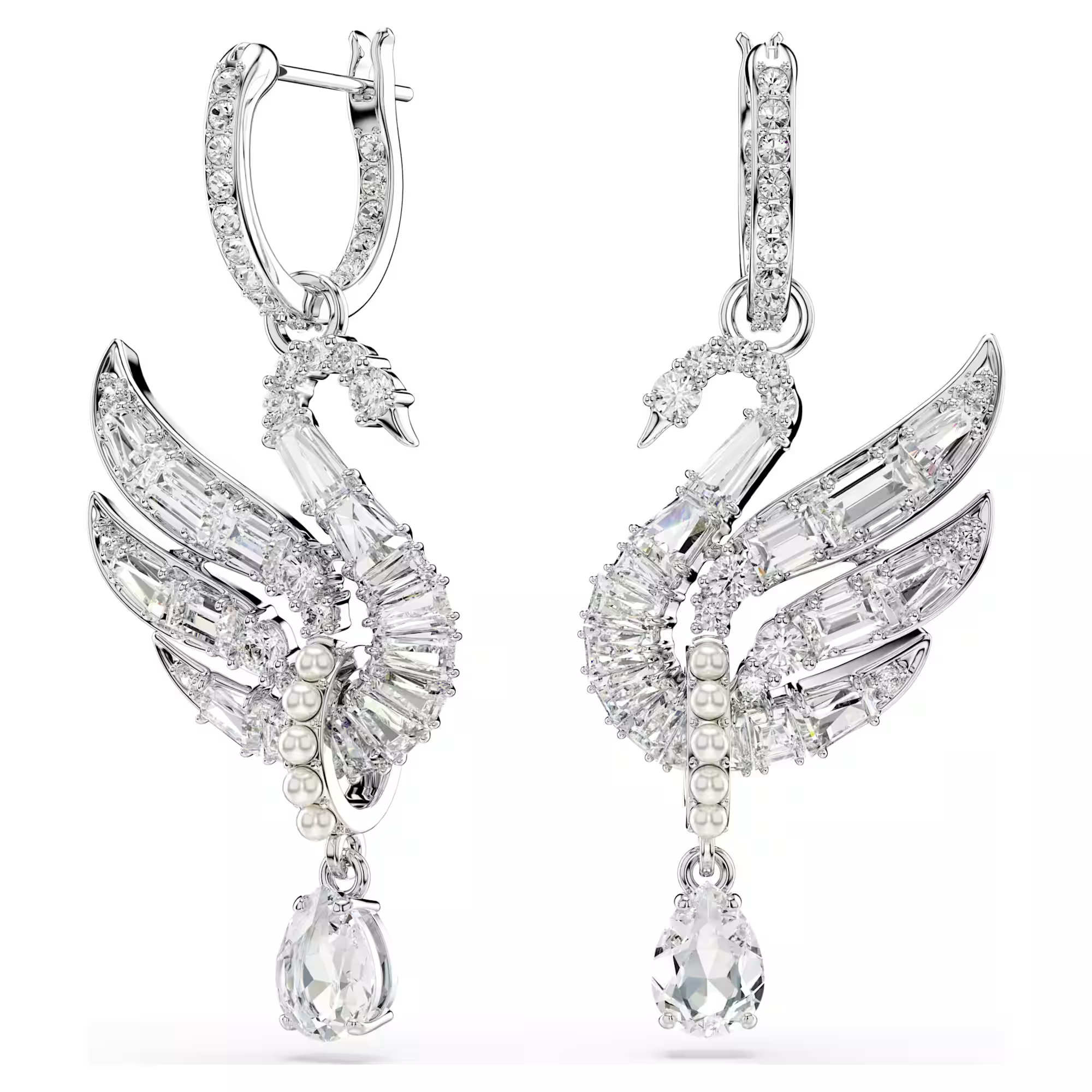 Swarovski Luxusné visiace náušnice 2v1 Swan 5723388