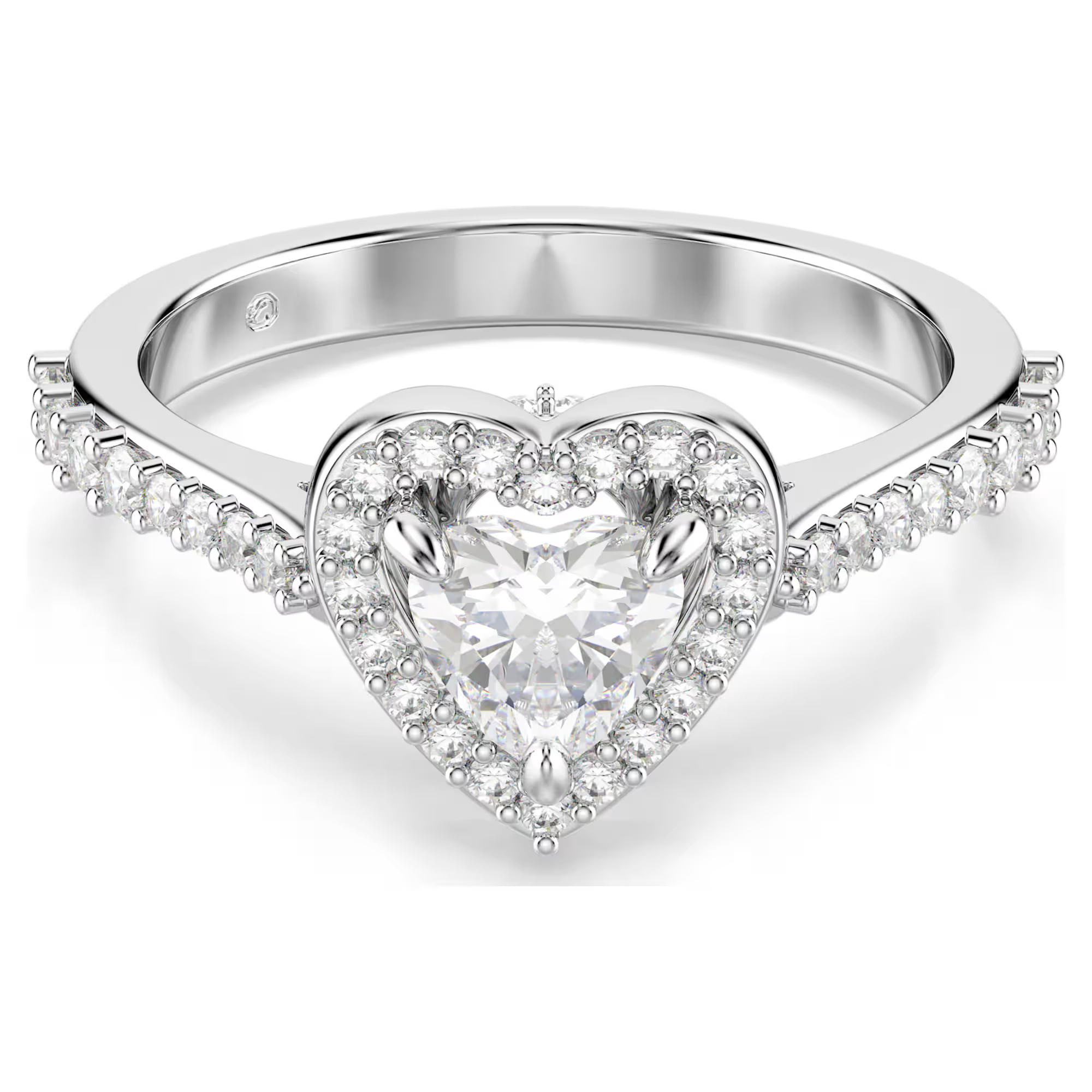 Swarovski Nežný prsteň Srdce so zirkónmi a kryštálmi Una Angelic 5744048 52 mm