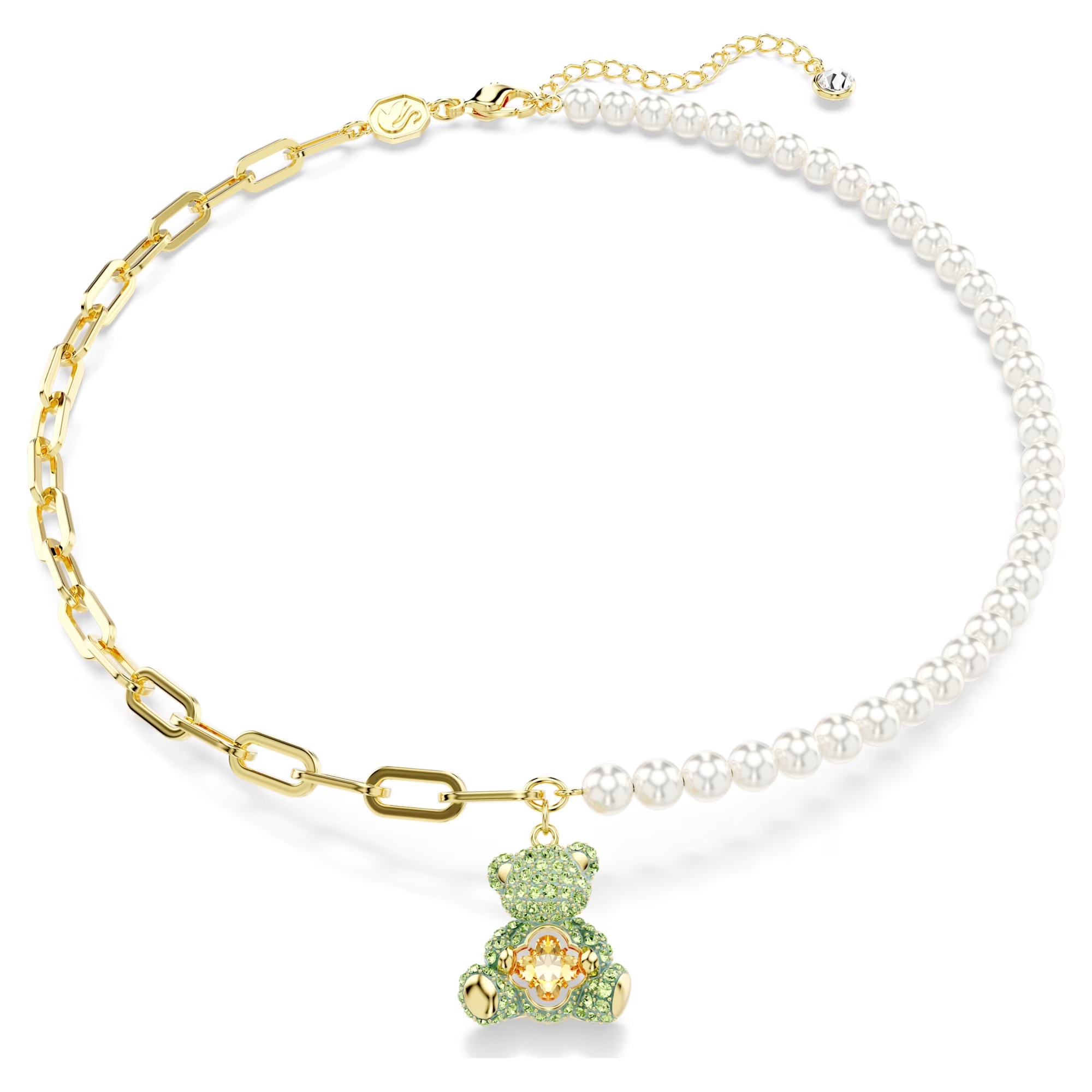 Swarovski Roztomilý pozlátený náhrdelník so Swarovski perlami Teddy 5669162