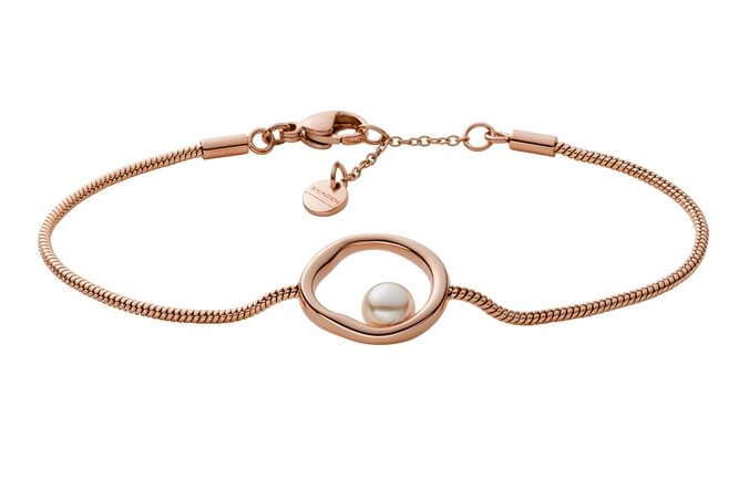 Skagen Elegantní bronzový náramek s perlou Agnethe SKJ1441791 + 2 měsíce na vrácení zboží