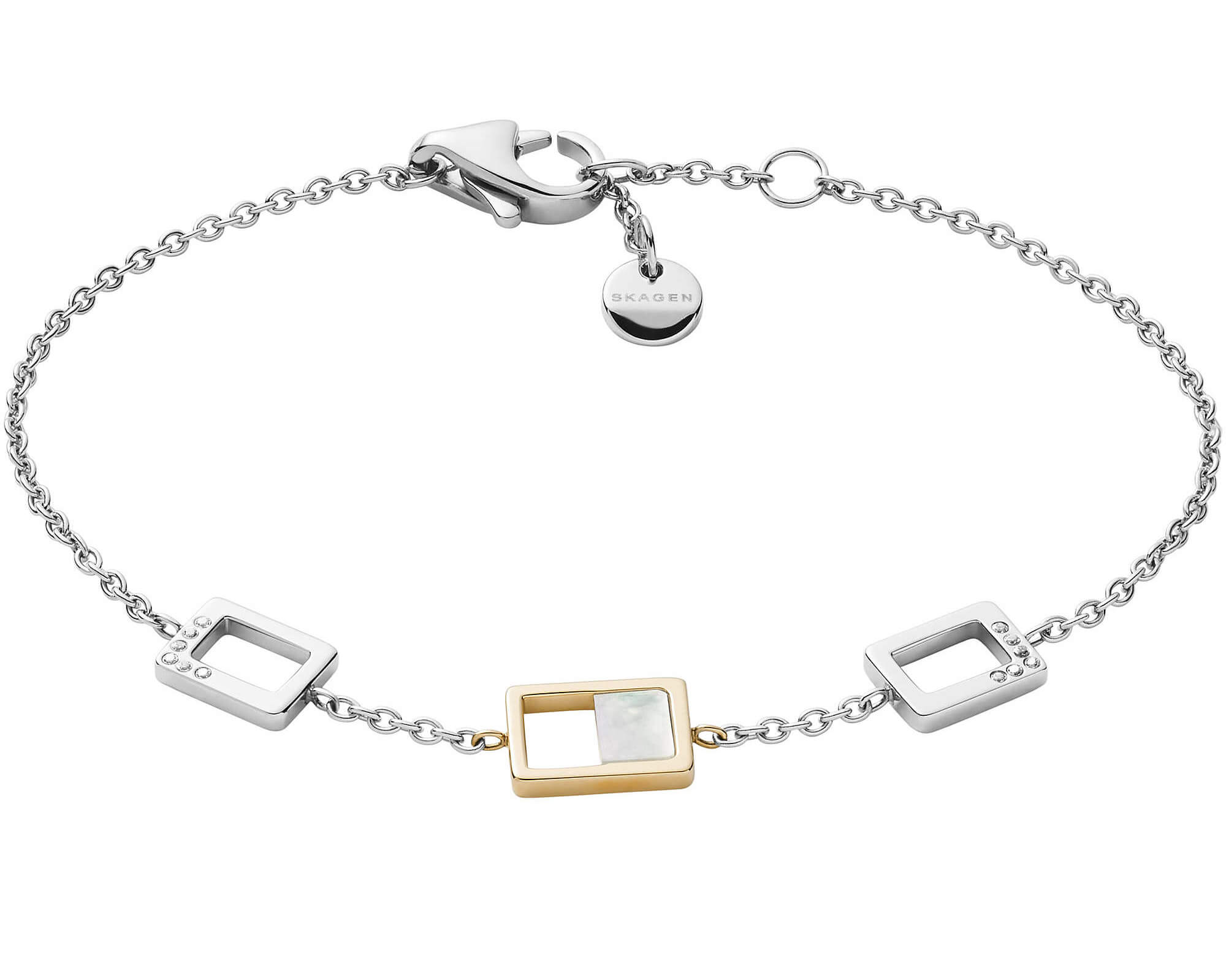 Skagen Elegantní ocelový náramek s krystaly a perletí Agnethe SKJ1429998