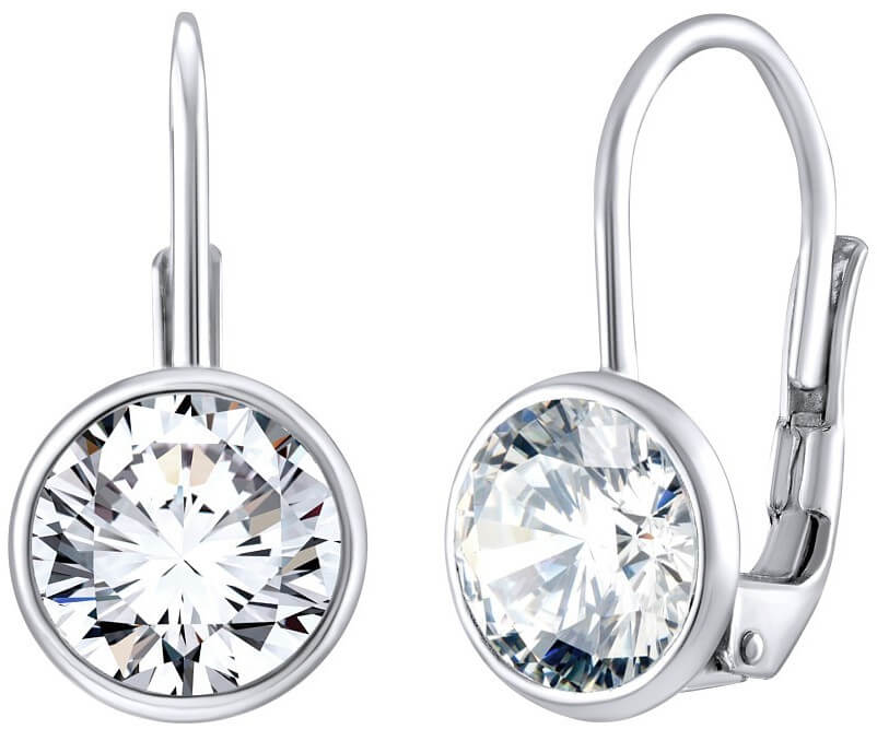 Elegantné strieborné náušnice s čírymi Swarovski Zircon SILVEGOB70607S