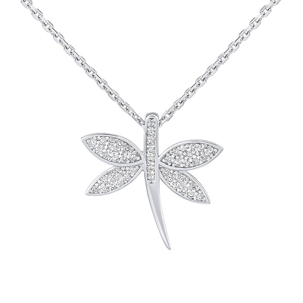 Silvego -  Hravý stříbrný náhrdelník Vážka Furia se zirkony QR85PS