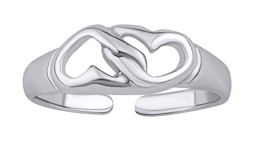 Silvego Otevřený stříbrný prsten na nohu srdíčka Acana PRM12186R