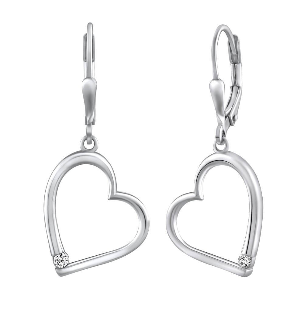 Silvego Romantici orecchini in argento con zirconi Cuore QRE521-4/1