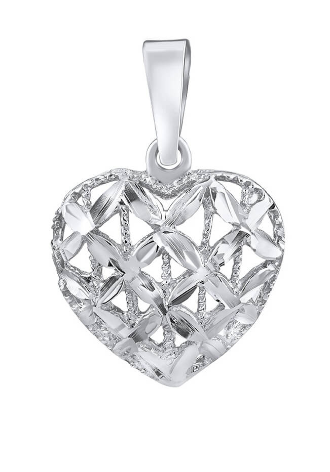 Levně Silvego Romantický přívěsek ve tvaru srdce z bílého zlata SILVEGOB15003GW