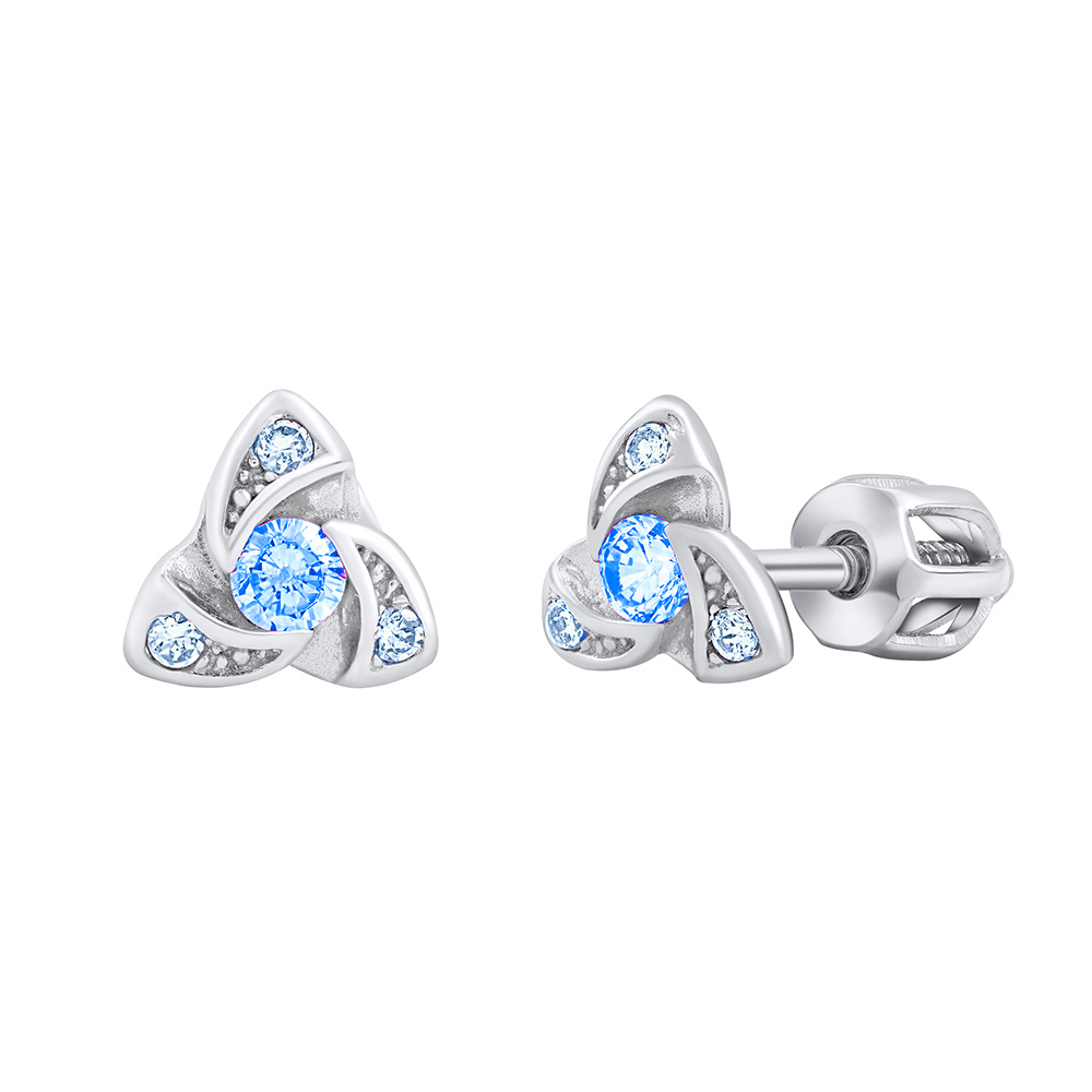 Silvego AVA ezüst fülbevaló kék és fehér Brilliance cirkóniumkövekkel, Zirconia SILVEGOB70497BDSLB