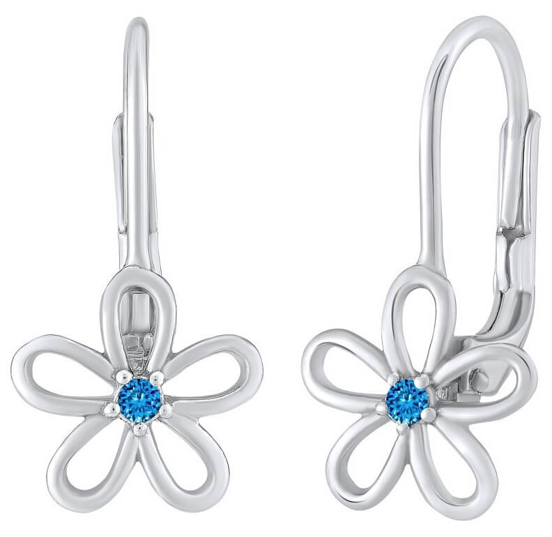 Silvego Orecchini in argento - fiore con zircone blu Swarovski® SILVEGOB31857SB