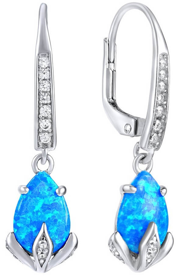 Silvego Orecchini in argento con opale sintetico blu JJJE1267B