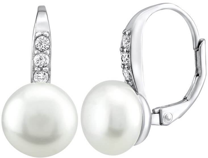 Silvego Stříbrné náušnice CASSIDY s bílou přírodní perlou LPSP0639