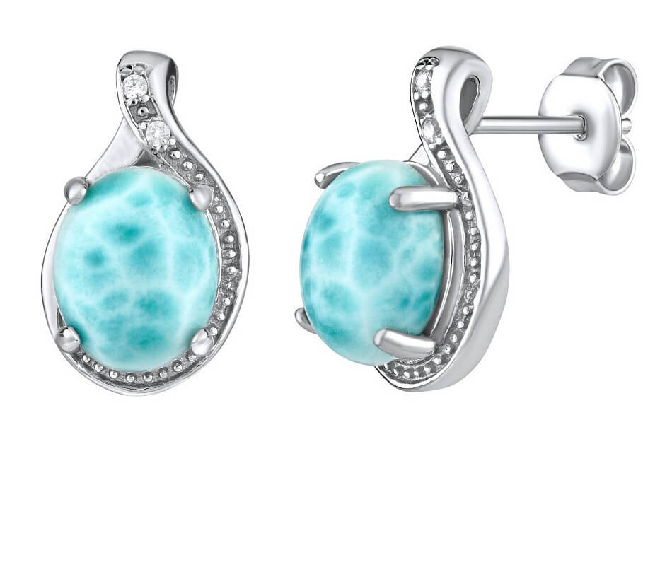 Silvego Orecchini d’argento con Larimar naturale JST14811LR