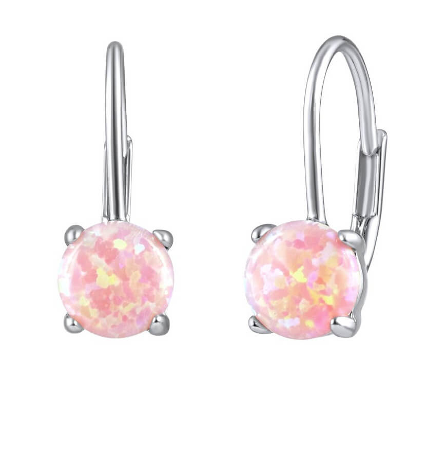 Silvego Orecchini in argento con opale sintetico rosa LPS1398P