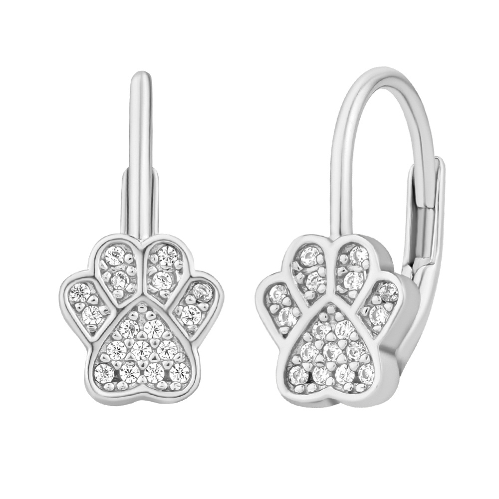 Silvego Strieborné náušnice labky Pawie s Brilliance Zirconia LPS2287ES