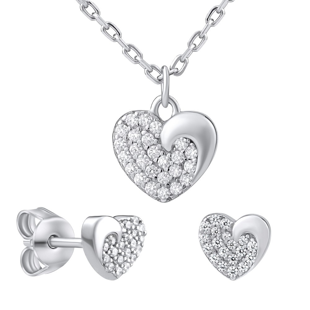 Levně Silvego Stříbrný dárkový set šperků LOVE pro zamilované MWS11187 (náušnice, náhrdelník)