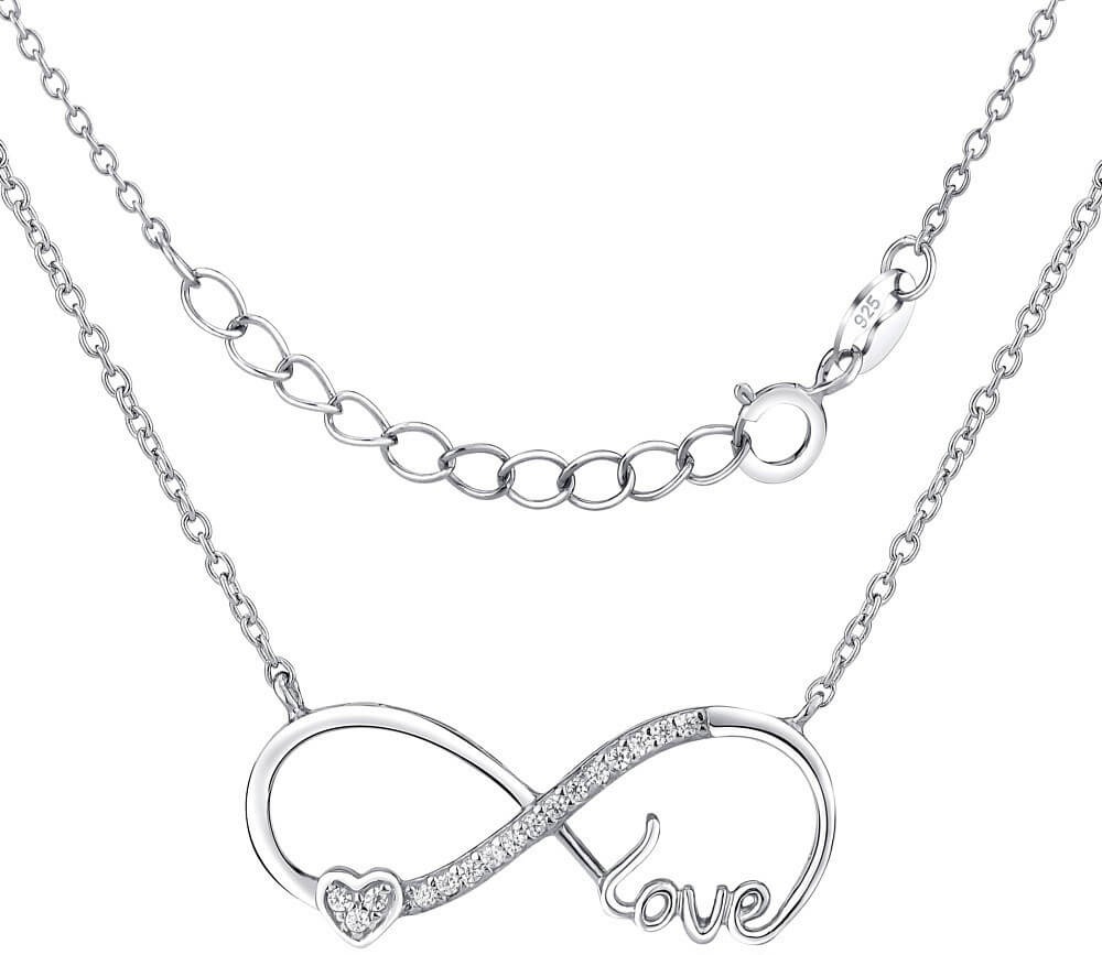 Silvego -  Stříbrný náhrdelník Nekonečná láska Infinity JJJN0243