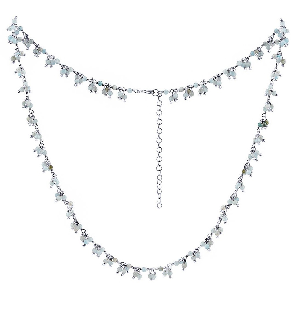 Levně Silvego Stříbrný náhrdelník s pravým Akvamarínem Bern INS1015NAQ