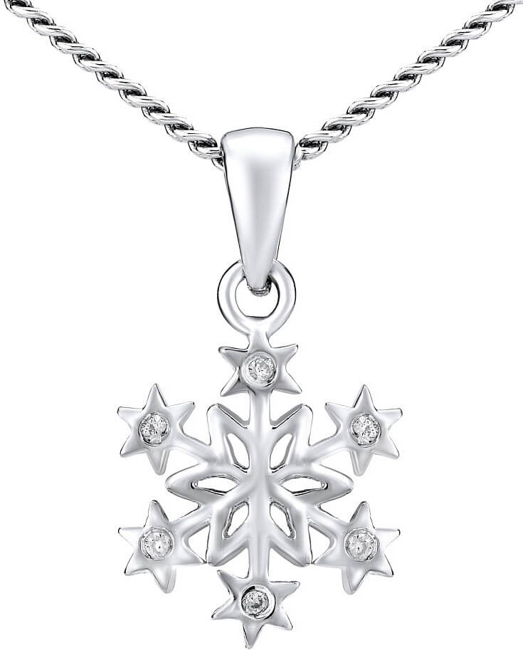 Silvego Stříbrný náhrdelník Sněhová vločka ZTJ81189VSW (řetízek, přívěsek)