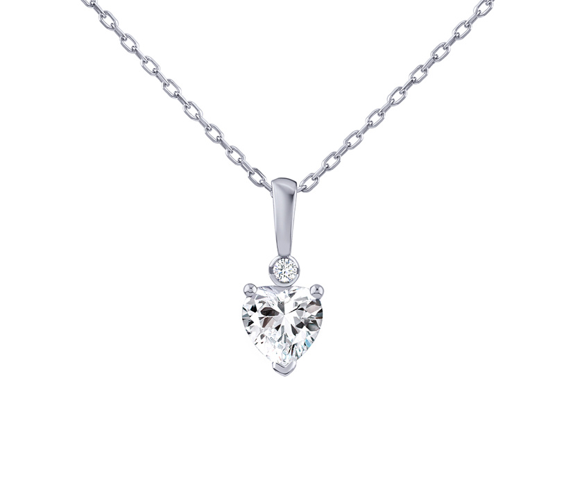 Levně Silvego Stříbrný náhrdelník srdce Aris s Brilliance Zirconia PRGPHP0001NW