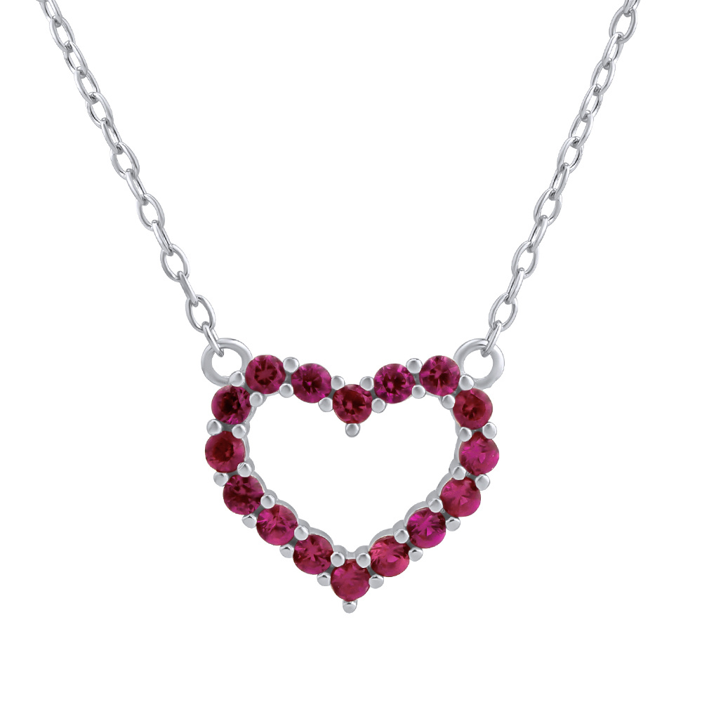 Silvego Strieborný náhrdelník srdca Patty s ružovými Brilliance Zirconia JJJN0685R