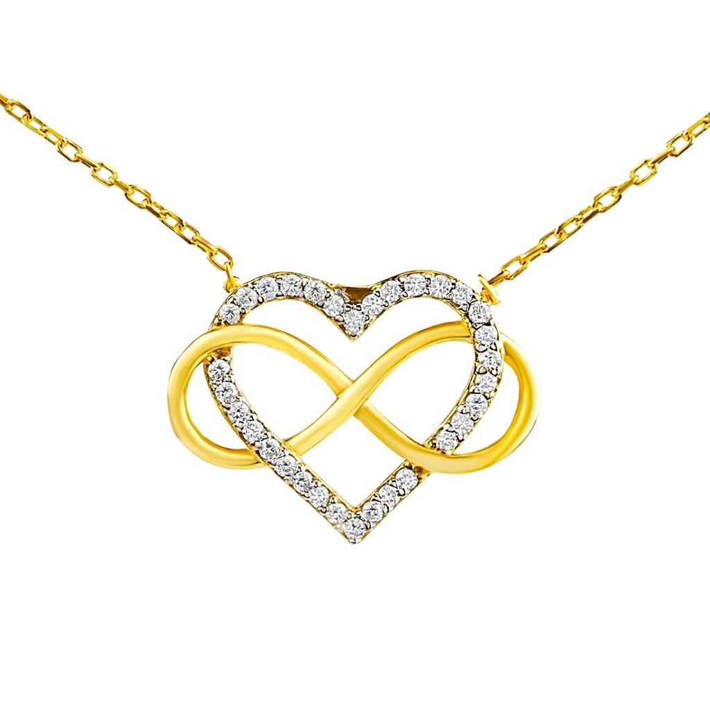 Levně Silvego Stříbrný/pozlacený náhrdelník Belisa srdce a Infinity s Brilliance Zirconia PRGPK0068N