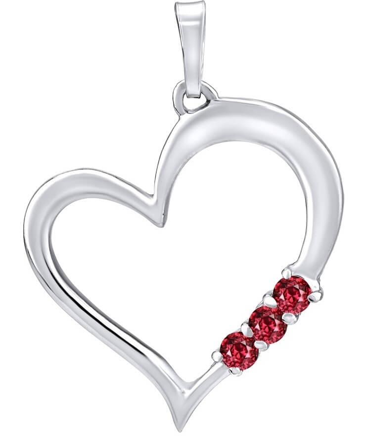 Levně Silvego Stříbrný přívěsek Srdce s červenými krystaly Swarovski SILVEGO11580R