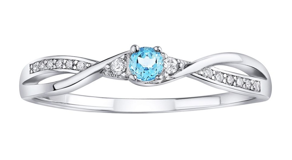 Silvego Stříbrný prsten s modrým Topazem a Brilliance Zirconia JJJR1100TS 56 mm